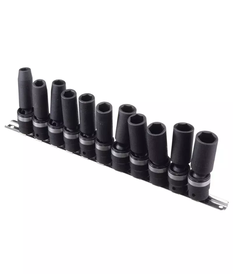 1/2" Dr. Metric Deep Swivel Impact Socket Set 11pcs