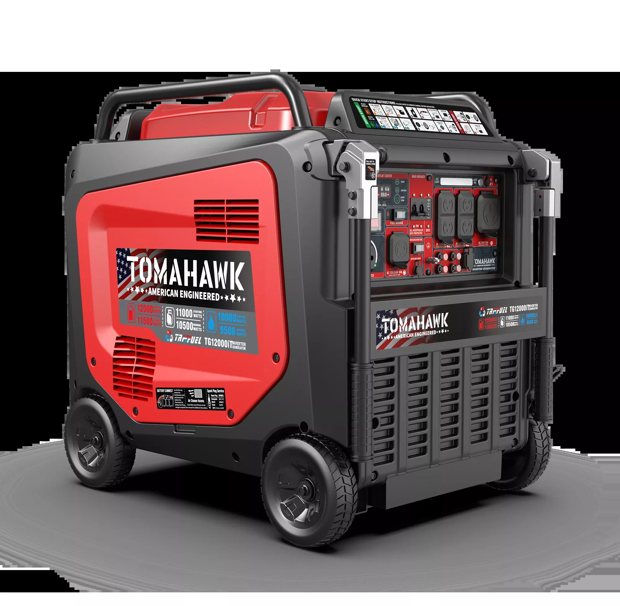 12,000 Watt Tri-Fuel Inverter Generator Electric Start 120V 240V Super Quiet LPG Natural Gas Portable Residential Home Use