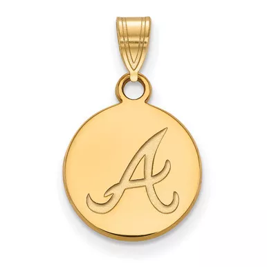 Atlanta Braves Sterling Silver Gold Plated Small Disc Pendant
