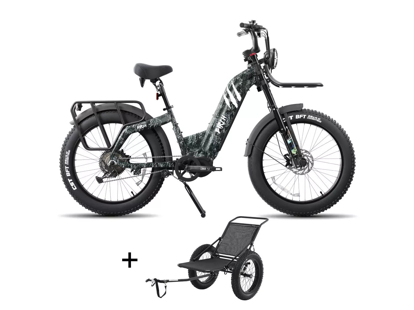 Birch Direwolf Mid-Drive Hunting eBike Gear Trailer Set