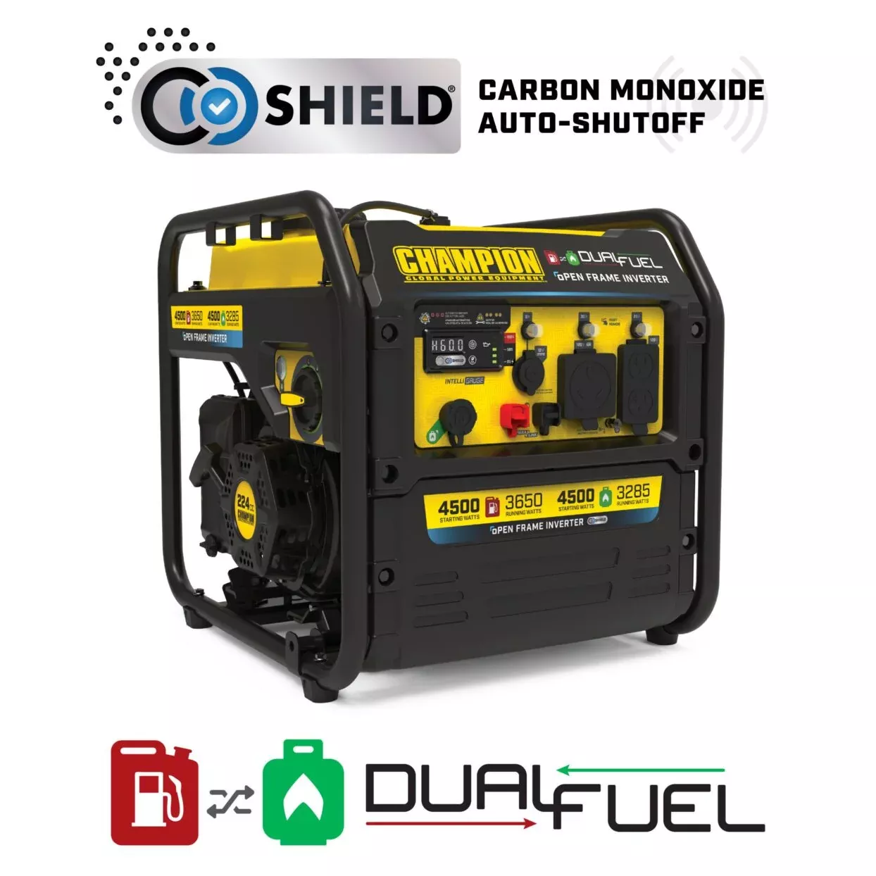 Champion 4500W Dual Fuel Open Frame Inverter Generator