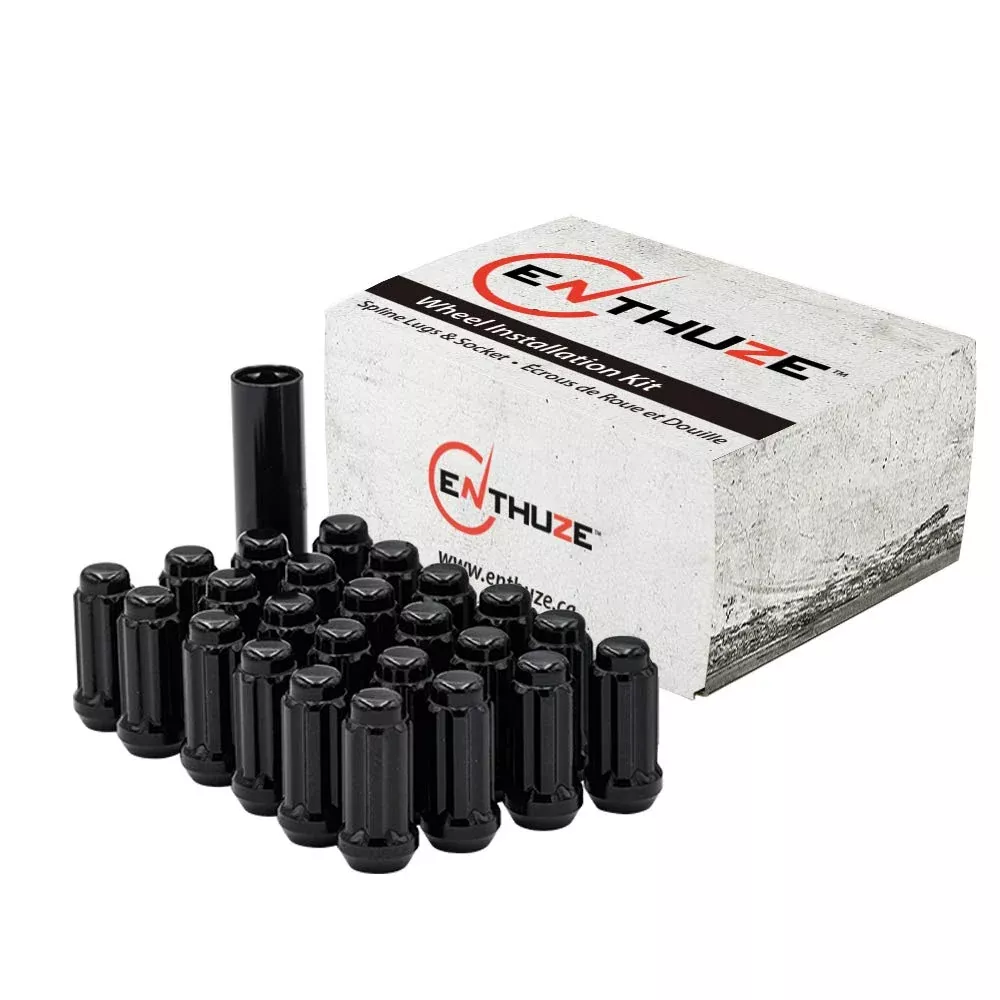 Enthuze 14x2.0 Black Spline Lug Nuts with Long Cone Seat