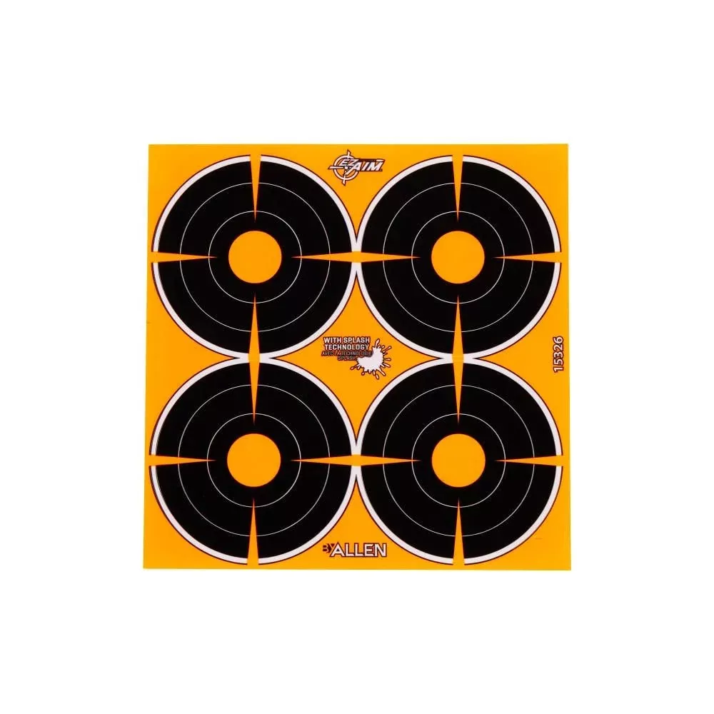 EZ Aim Adhesive Splash Reactive Paper Shooting Targets, 3" Bullseye - 12-Sheets