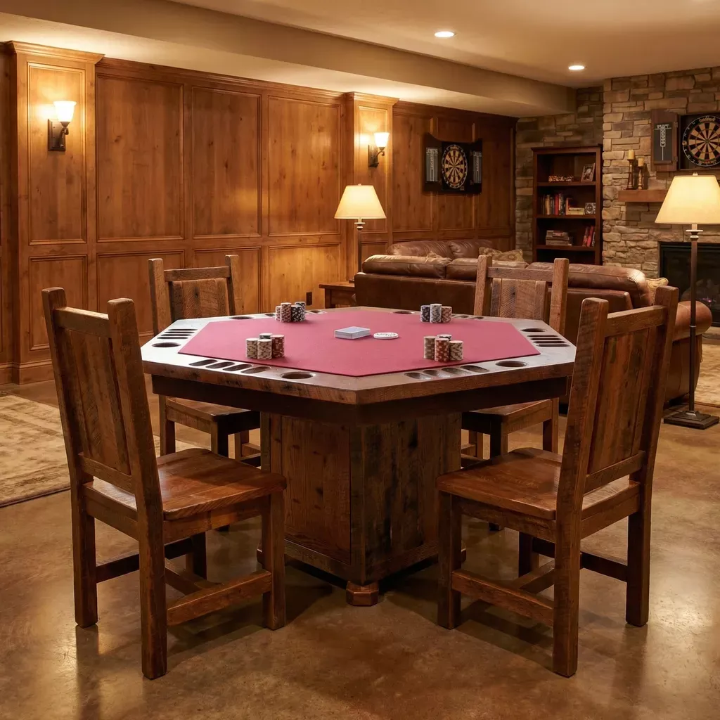 Fireside Lodge Barnwood Poker Table