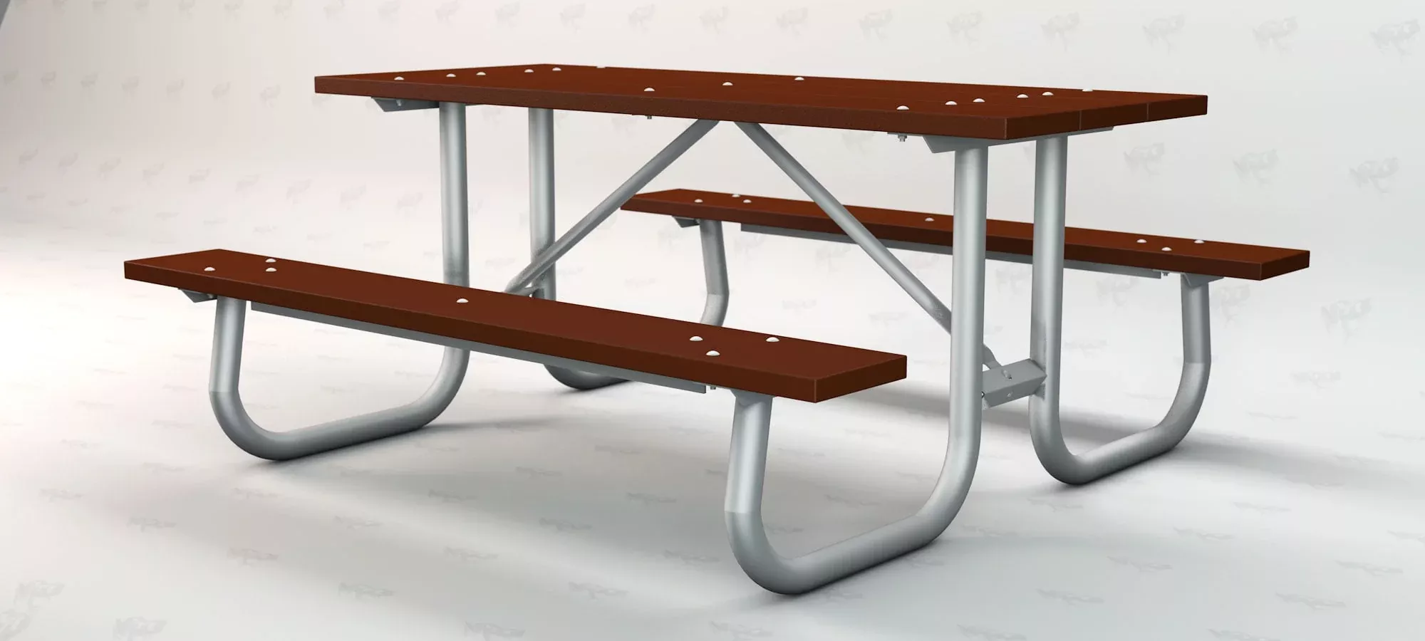 Frog Furnishings Galvanized Frame Picnic Table with Resinwood Slats