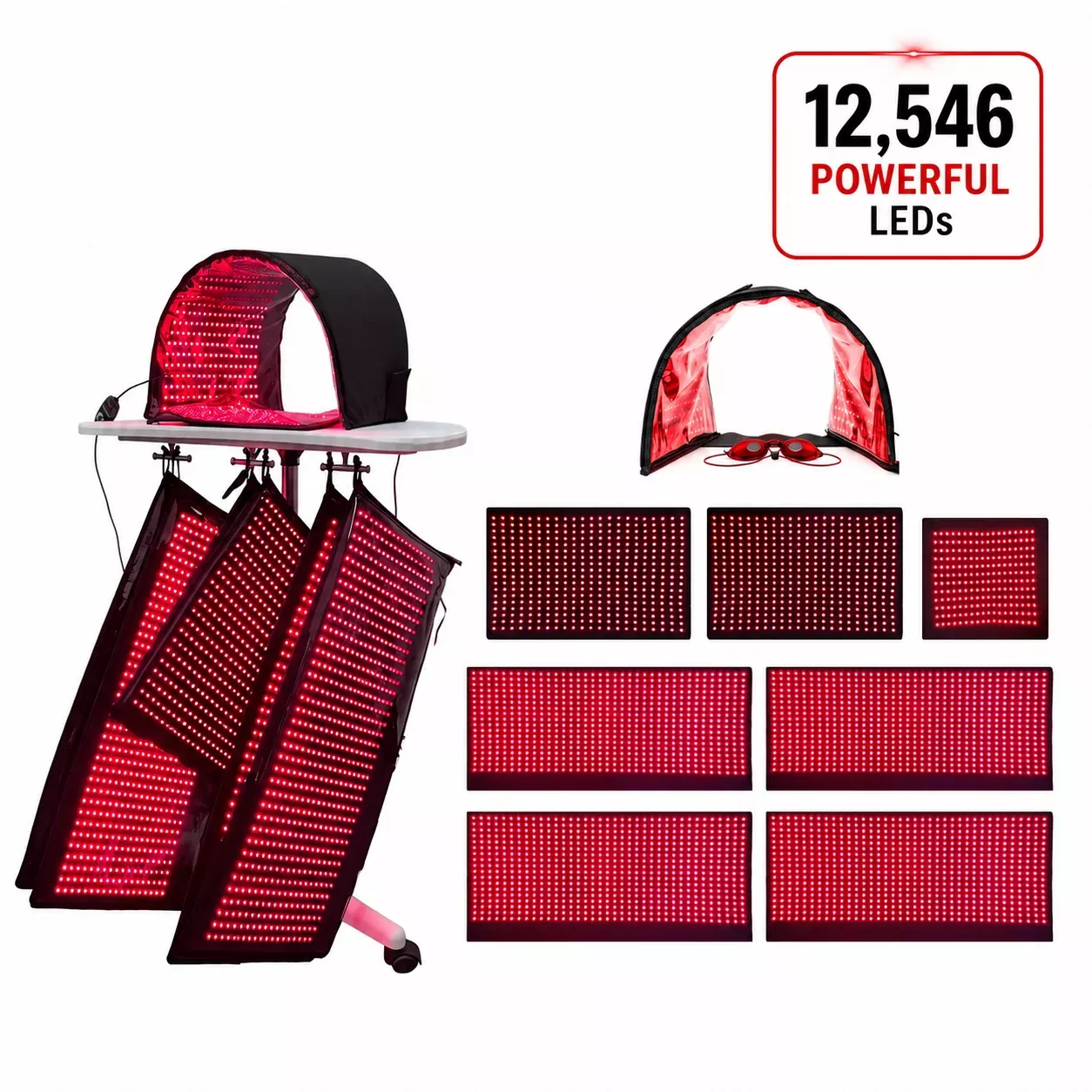 Full Body Red Light Therapy System 12,546 LED's in System. Includes 4 Pads 11" X 27", 2 Pads 11' X 16", 1 Face Dome, 1 Chin Pad