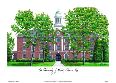 Maine Black Bears Campus Images Lithograph