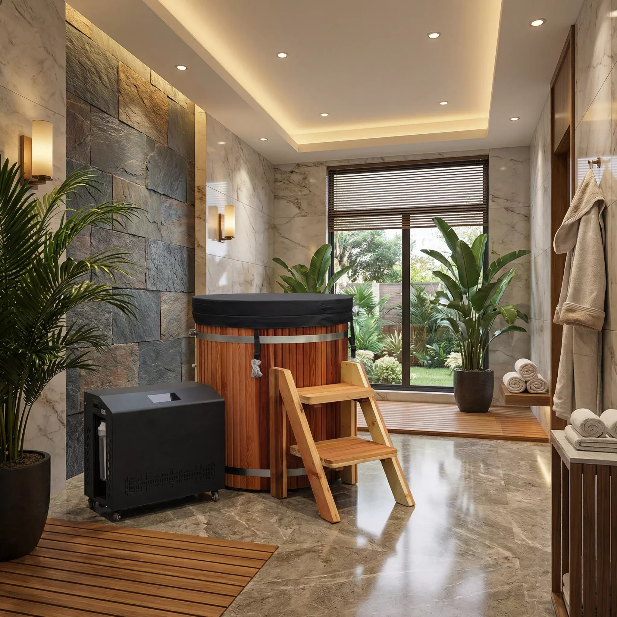 RECO Barrel Cold Plunge Tub and Chiller System