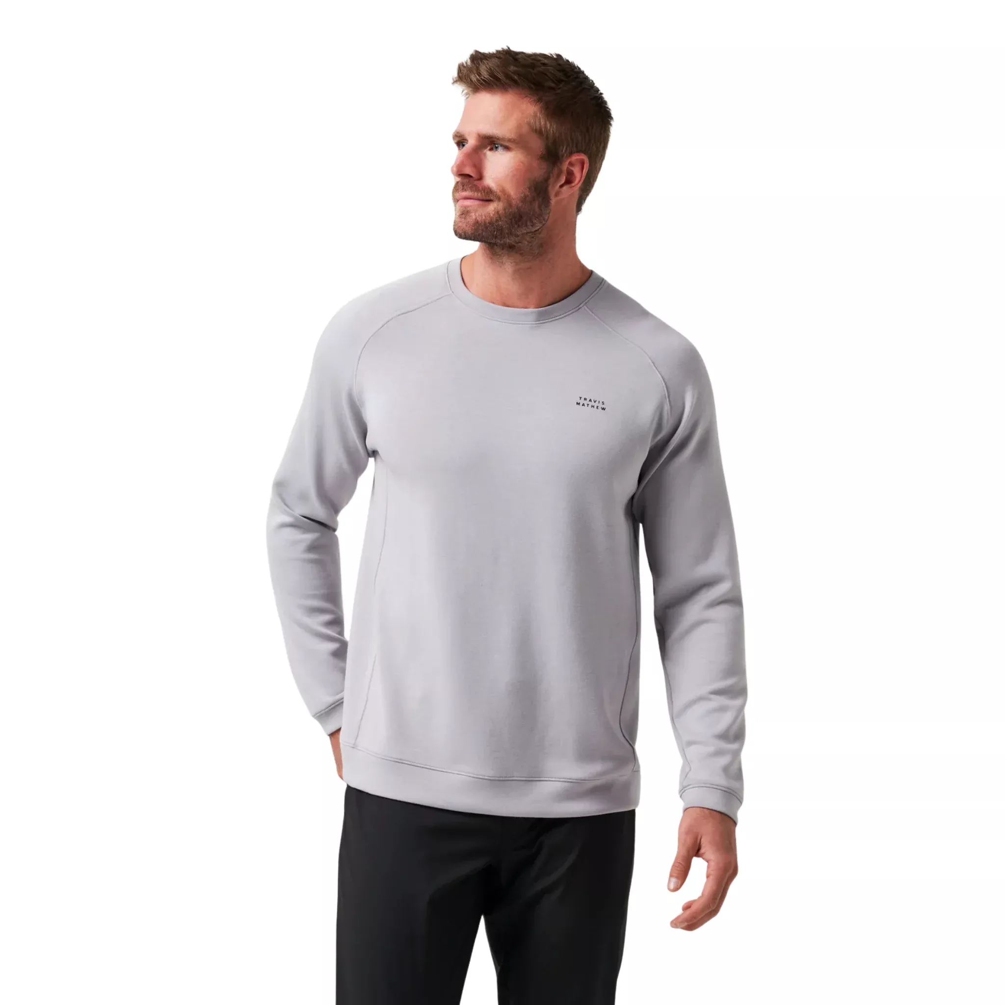 TravisMathew Fibercloud Crew Men’s Pullover | Sleet Grey | Small Only