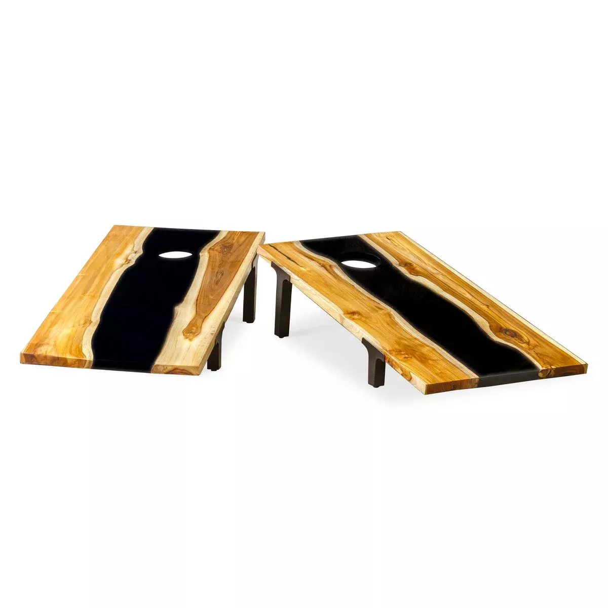 Uttermost Clearwood Cornhole Game Set - Natural Teak, Black, Set of 2
