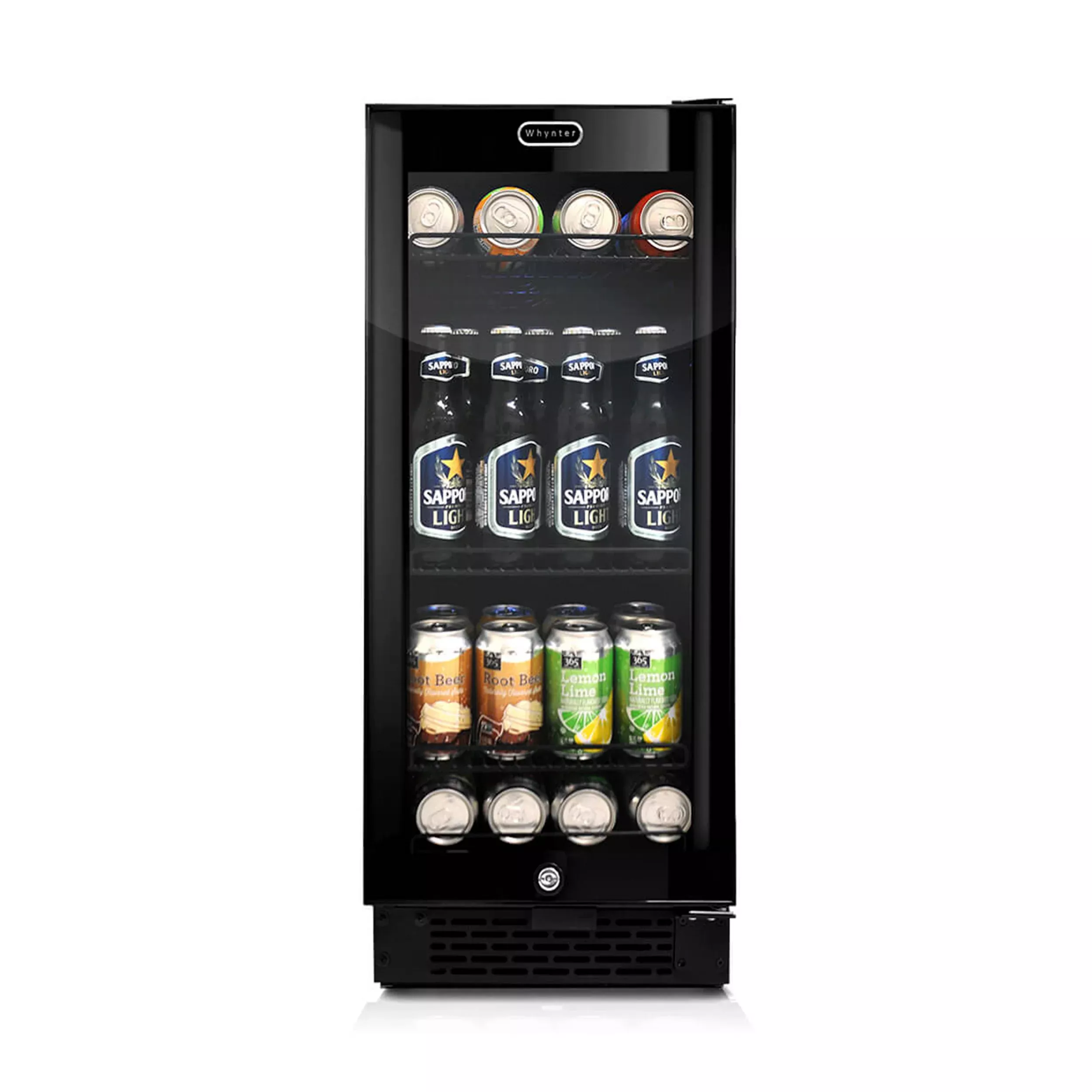 Whynter BBR-801BG 15" Built-In Black Glass Beverage Refrigerator - 128-Can, 3.0 cu ft