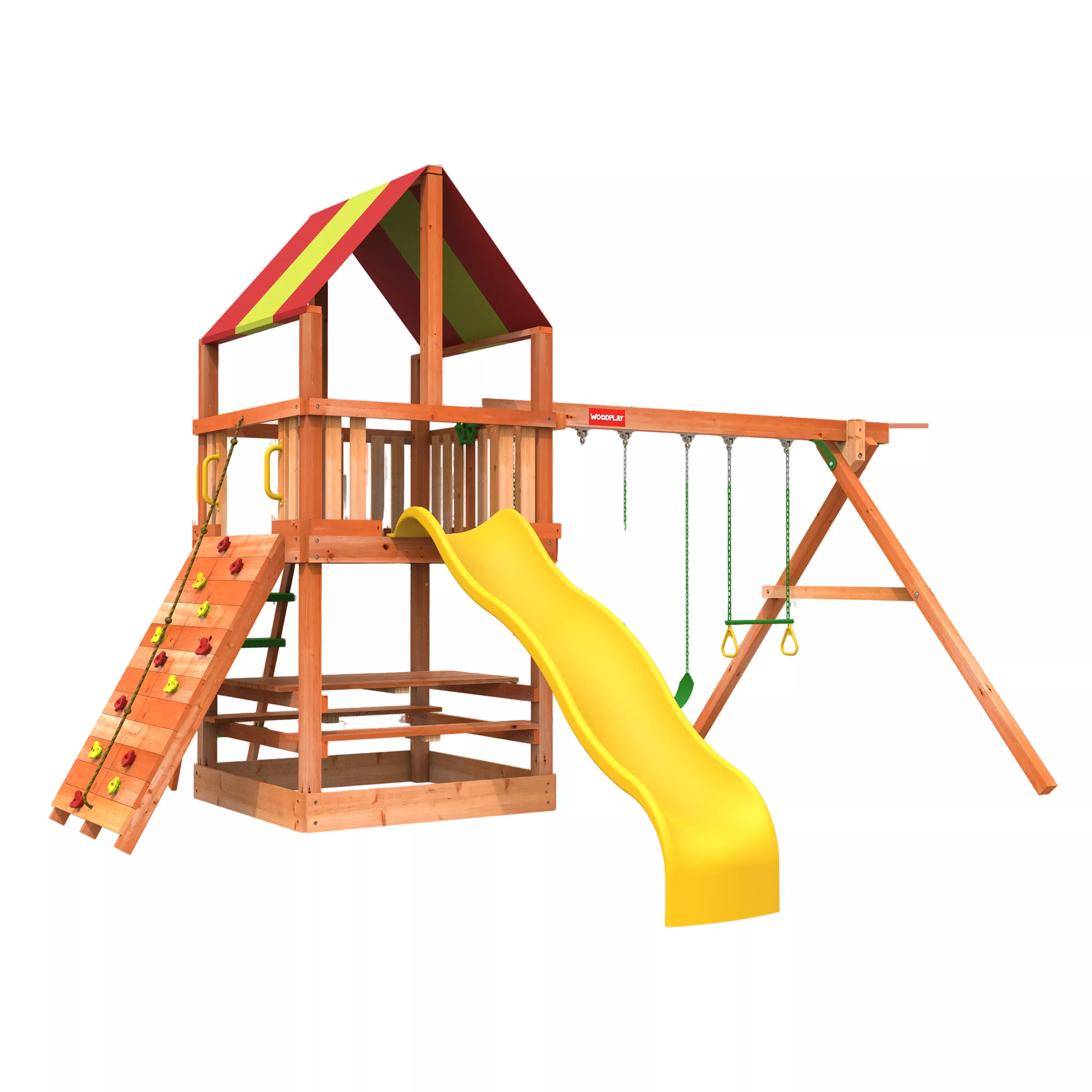 Woodplay Tiger Tower A Playset - Cedar Swing Set with Slide